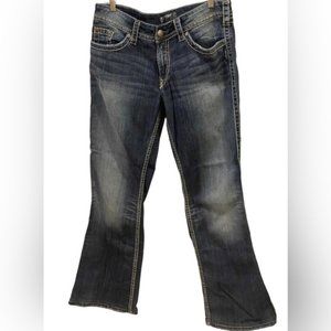 VTG Silver Suki Surplus Flare leg Jeans mid rise Size W 33  L34 medium/dark wash